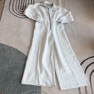 Nike Light Gray Zipper Front Jumpsuit Romper